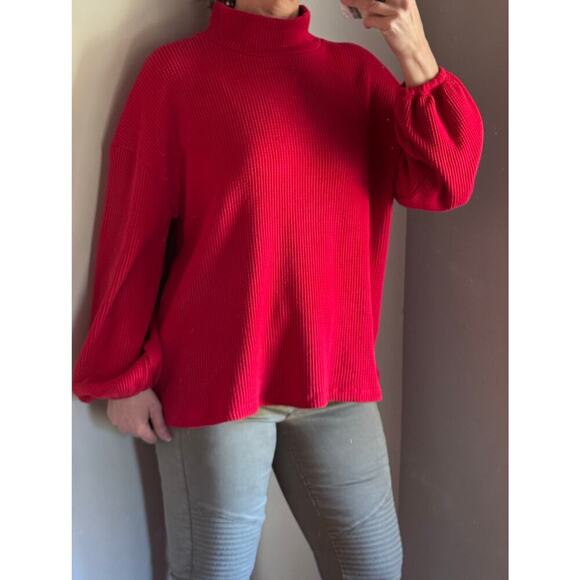 Womens AVA & VIV Red Turtleneck Thermal Henley Style Long Sleeve -Not For Sale - Picture 4 of 12